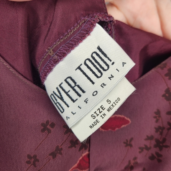 VINTAGE 1990s Beyer Too! Burgundy Cottage Floral Slip Maxi Dress Size 5 - Picture 11 of 13